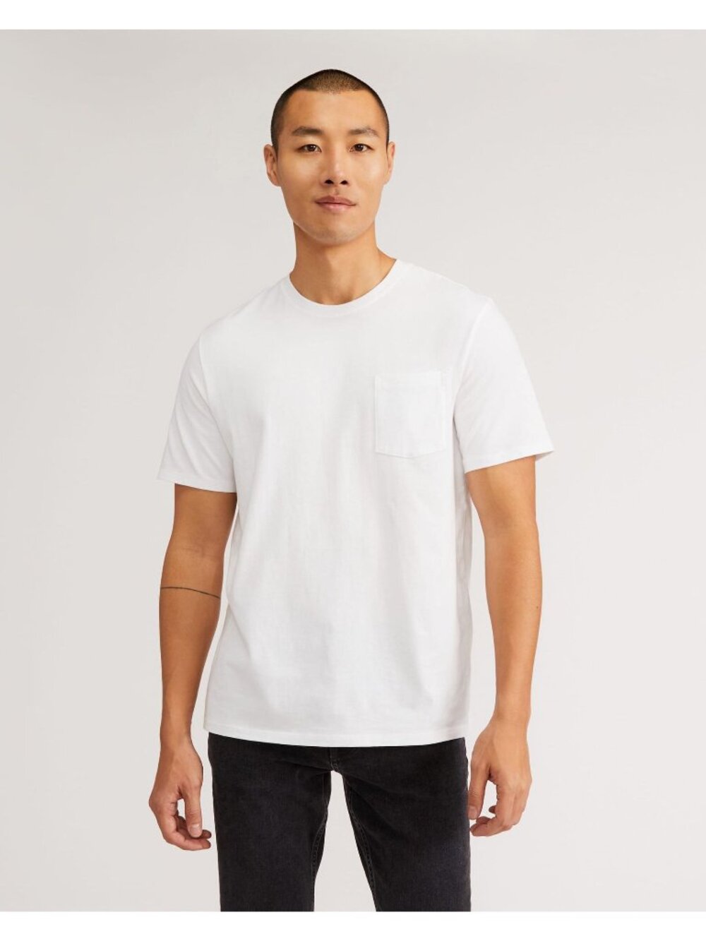 Everlane Mens The Premium-Weight Pocket Tee Short Sleeve | Uniform White S